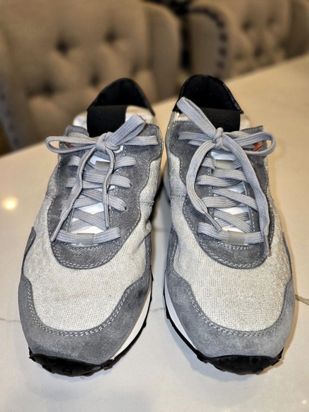 P448 John Glitter - Grey Low Top Sneakers Gray & Silver